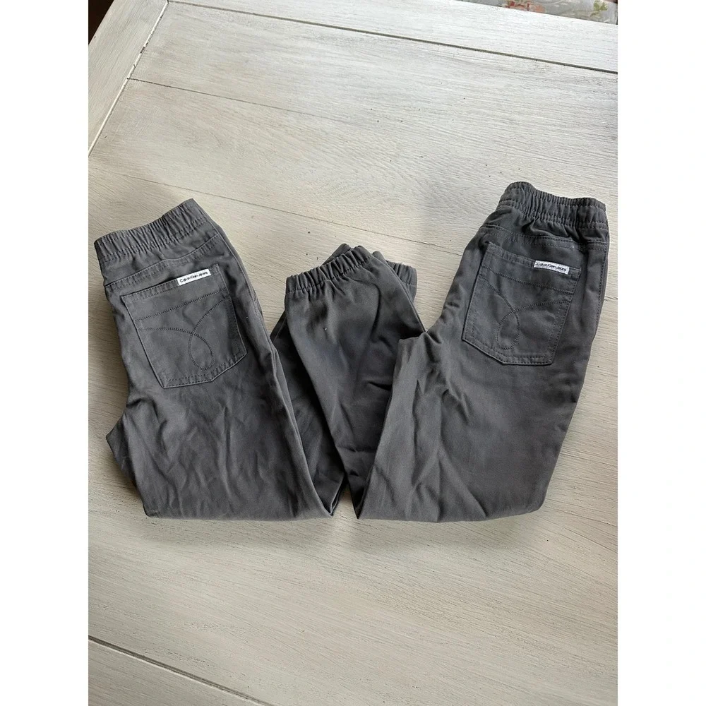 Calvin Klein Jeans Kids Jogger Pants Gray Cuffed Size 5 Lot of 2! Twins Uniform